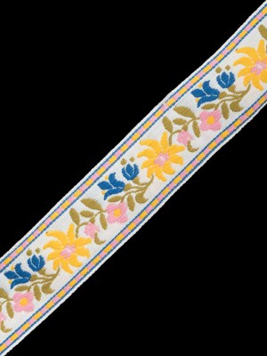White, Yellow and Pink Floral Jacquard Ribbon – 1.625″ White, Yellow and Pink Floral Jacquard Ribbon – 1.625″
