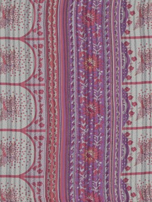 Pink, Purple and Beige Floral Gauzy Silk Pink, Purple and Beige Floral Gauzy Silk