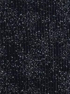 Black and White Star-Filled Silk Chiffon with Metallic Silver Stripes Black and White Star-Filled Silk Chiffon with Metallic Silver Stripes