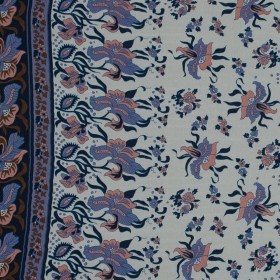 Pink and Blue Floral Border Printed Silk Chiffon Pink and Blue Floral Border Printed Silk Chiffon