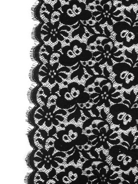 Tibi Black Floral Polyester Lace with Scalloped Eyelash Edges Tibi Black Floral Polyester Lace with Scalloped Eyelash Edges
