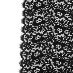 Tibi Black Floral Polyester Lace with Scalloped Eyelash Edges Tibi Black Floral Polyester Lace with Scalloped Eyelash Edges