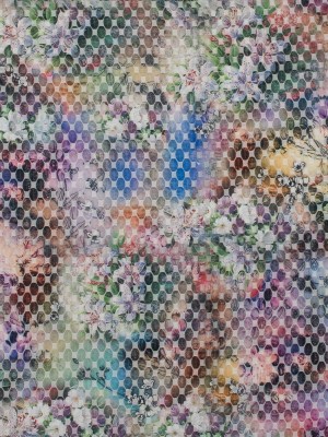 Floral Multicolor Printed Organza with Embroidered Ovals Floral Multicolor Printed Organza with Embroidered Ovals