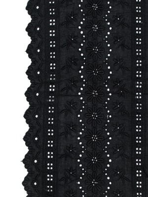 Famous NYC Designer Black Bordered Embroidered Cotton Eyelet Famous NYC Designer Black Bordered Embroidered Cotton Eyelet