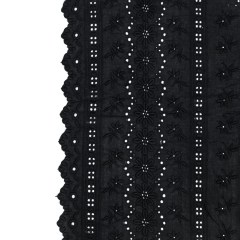Famous NYC Designer Black Bordered Embroidered Cotton Eyelet Famous NYC Designer Black Bordered Embroidered Cotton Eyelet