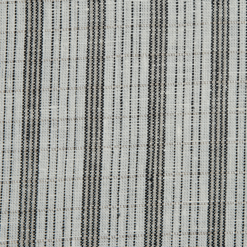 Pale Beige and Black Striped Linen Woven
