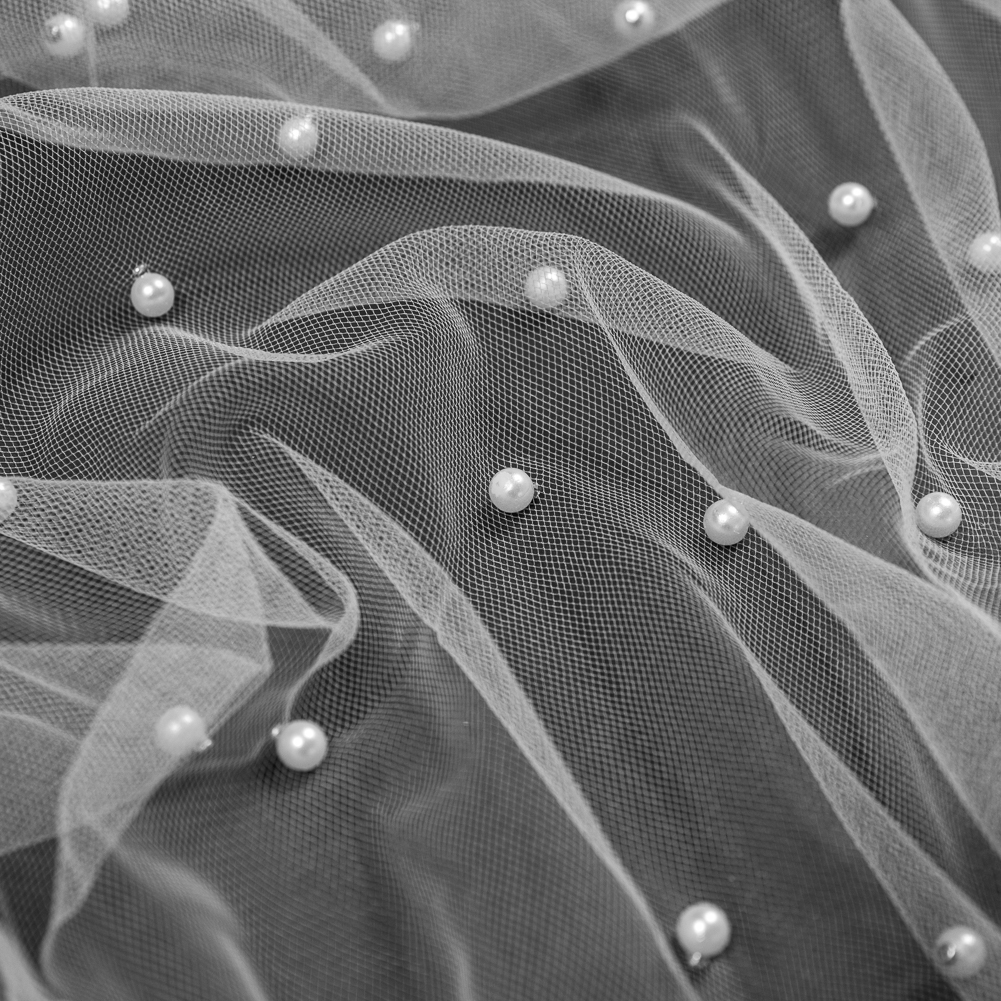 Beaded Tulle – White – Sylvie Collection Beaded Tulle – White – Sylvie Collection