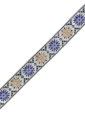 Metallic Purple and Gold Geometric Jacquard Ribbon – 1.5″ Metallic Purple and Gold Geometric Jacquard Ribbon – 1.5″