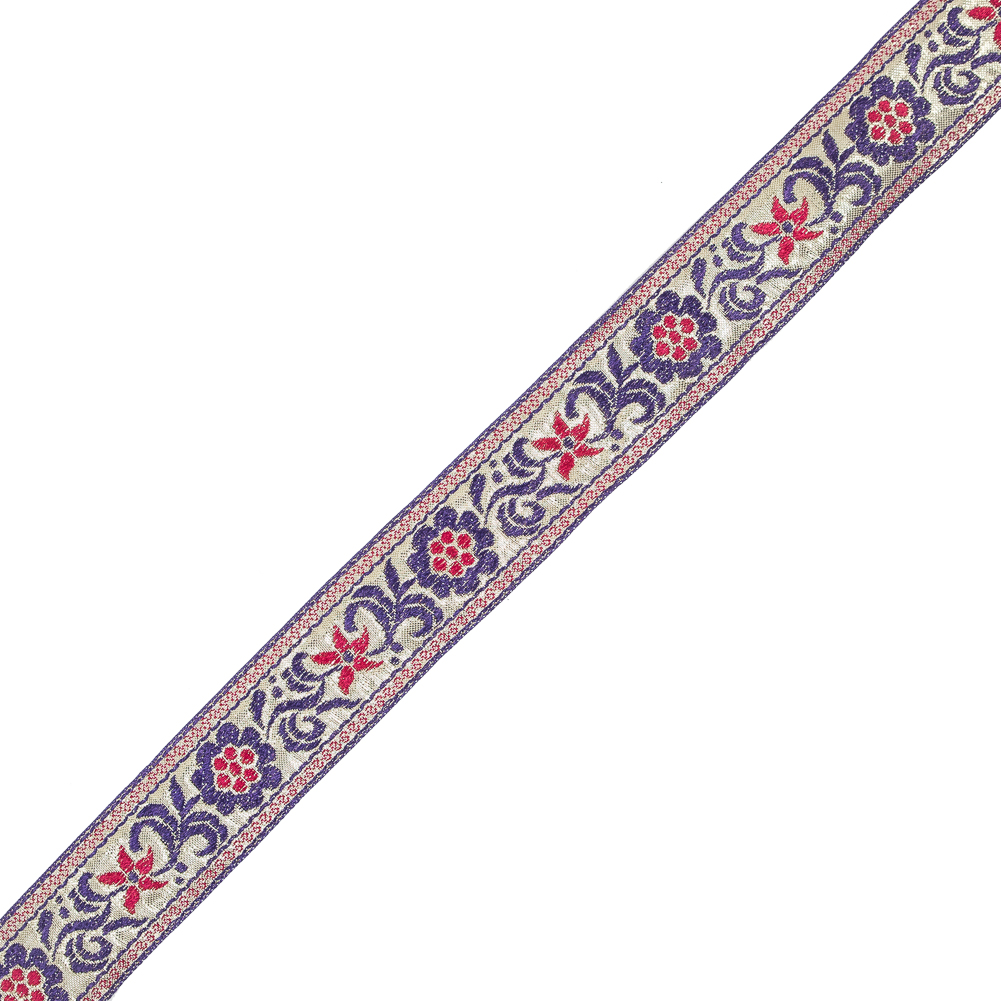 Metallic Gold and Purple Floral Jacquard Ribbon – 1.5″ Metallic Gold and Purple Floral Jacquard Ribbon – 1.5″