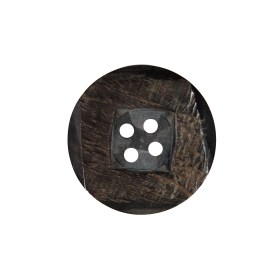 Black and Brown Textural Horn 4-Hole Button – 36L/23mm Black and Brown Textural Horn 4-Hole Button – 36L/23mm