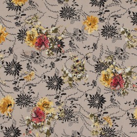 Taupe Floral Stretch Cotton Sateen Taupe Floral Stretch Cotton Sateen