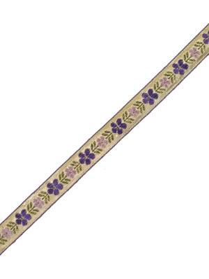 Purple and Metallic Gold Floral Jacquard Ribbon – 0.75″ Purple and Metallic Gold Floral Jacquard Ribbon – 0.75″