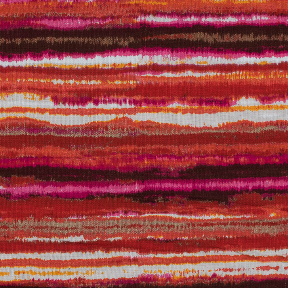 Orange and Fuchsia Ikat Striped Cotton Canvas Orange and Fuchsia Ikat Striped Cotton Canvas