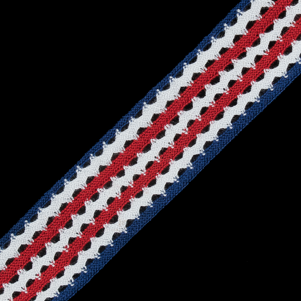 Red, White and Blue Striped Crochet Trim - 1.5"