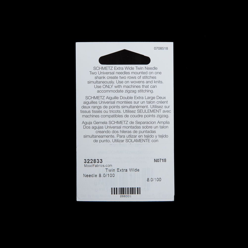 Schmetz Extra Wide Twin Machine Needle – 8.0/100 – 1 ct Schmetz Extra Wide Twin Machine Needle – 8.0/100 – 1 ct
