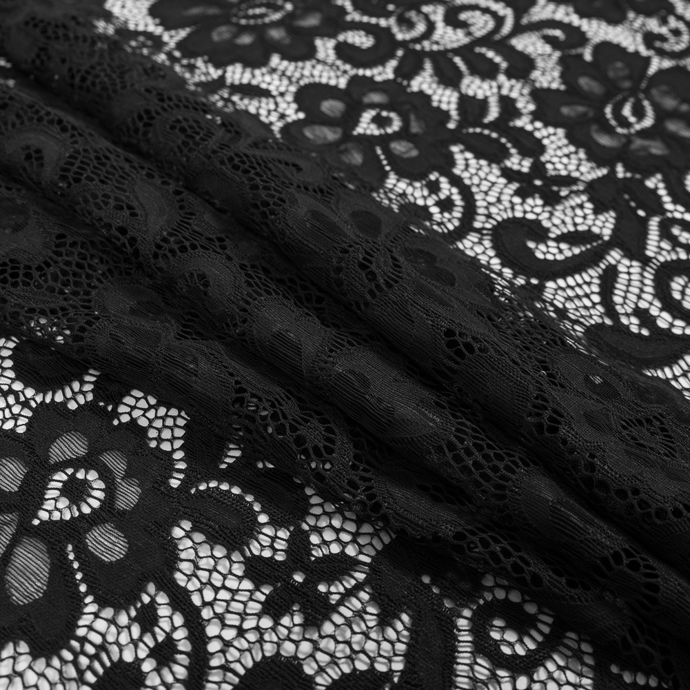 Italian Black Stretch Crochet Lace Italian Black Stretch Crochet Lace