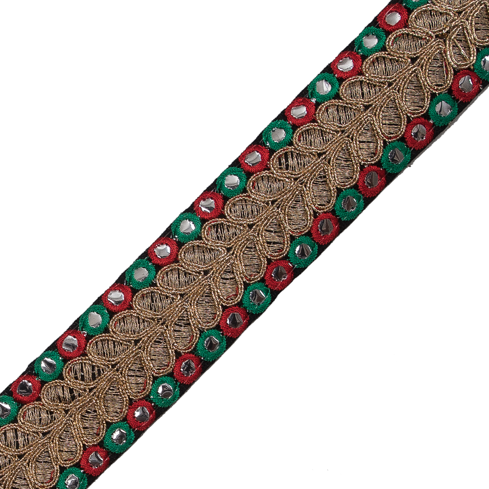 Red, Green and Metallic Gold Mirror Trim - 1.5"