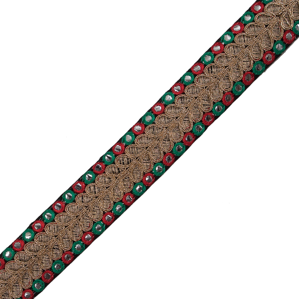 Red, Green and Metallic Gold Mirror Trim – 1.5″ Red, Green and Metallic Gold Mirror Trim – 1.5″