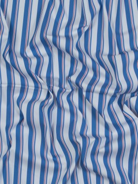 Blue, White and Red Striped Stretch Cotton Shirting Blue, White and Red Striped Stretch Cotton Shirting