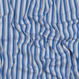 Blue, White and Red Striped Stretch Cotton Shirting Blue, White and Red Striped Stretch Cotton Shirting