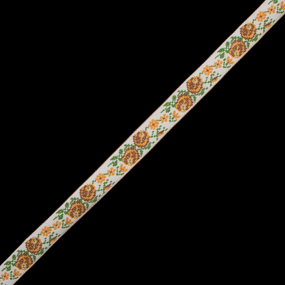 Yellow, Beige and Green Floral German Jacquard Ribbon – 0.75″ Yellow, Beige and Green Floral German Jacquard Ribbon – 0.75″