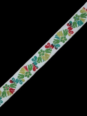 White, Green and Red Ombre Floral Jacquard Ribbon – 1″ White, Green and Red Ombre Floral Jacquard Ribbon – 1″