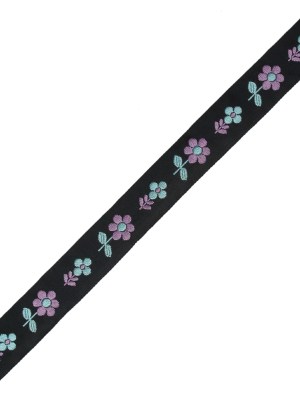 Black, Blue and Purple Floral Jacquard Ribbon – 0.875″ Black, Blue and Purple Floral Jacquard Ribbon – 0.875″