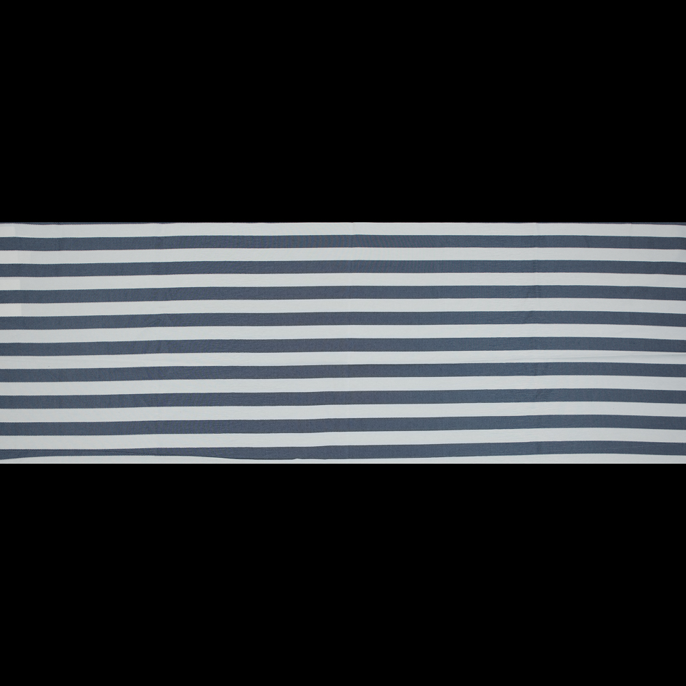 Navy and White Awning Striped Cotton and Acetate Tweed Navy and White Awning Striped Cotton and Acetate Tweed