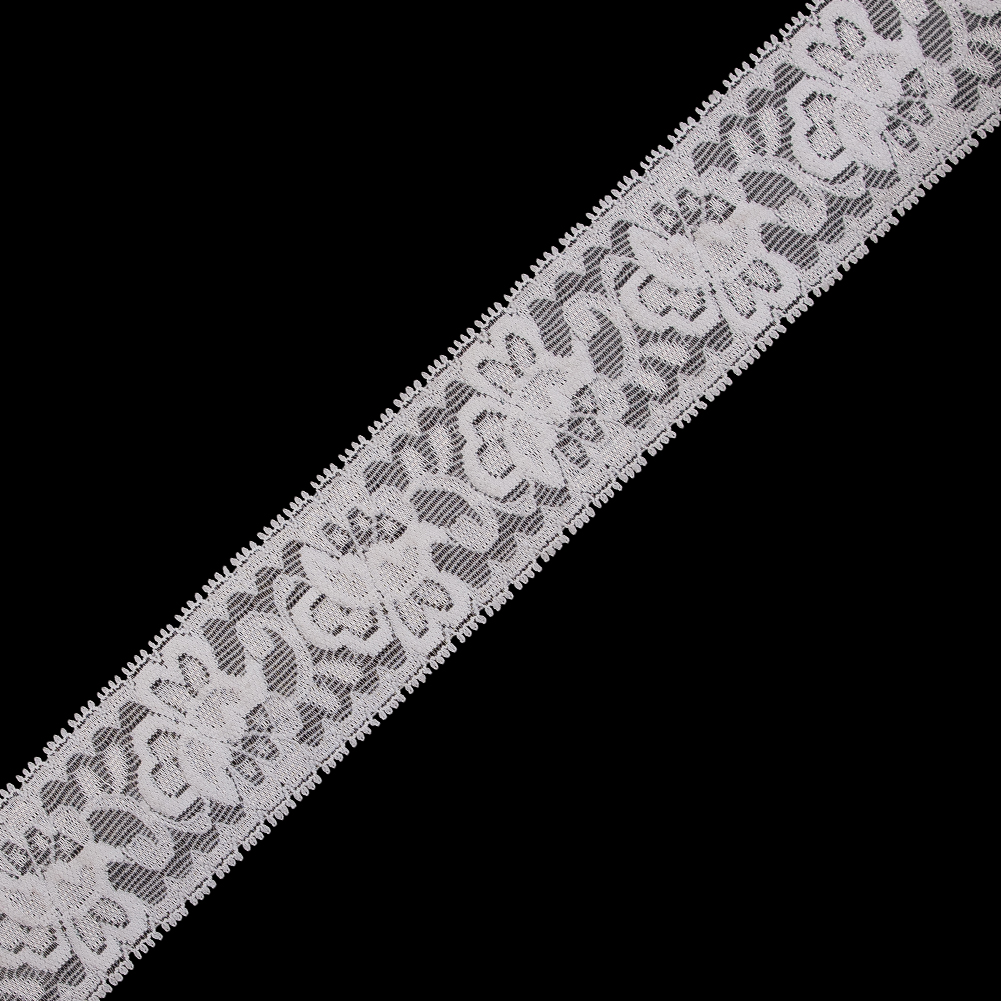 Off-White Stretch Lace Trim – 2.625″ Off-White Stretch Lace Trim – 2.625″