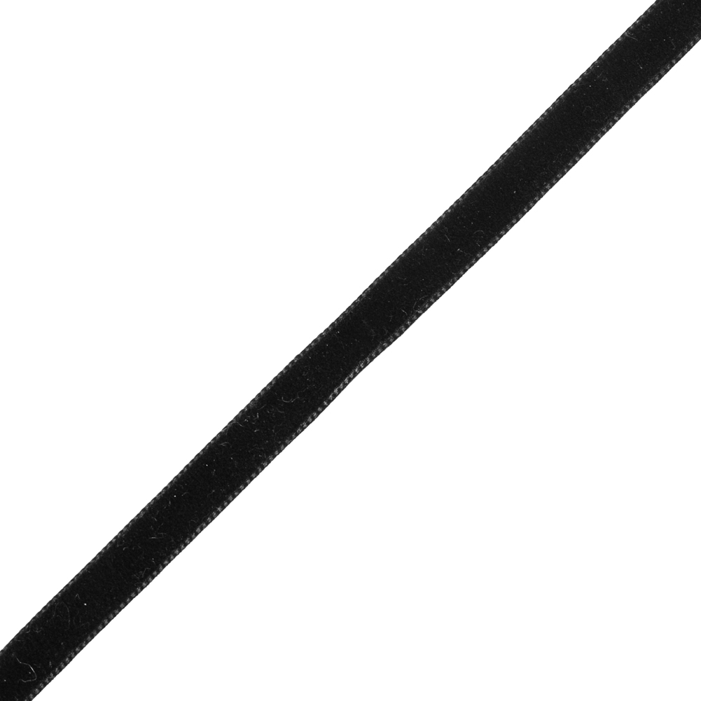 Swiss Black Single-Faced Velvet Ribbon - 0.375"