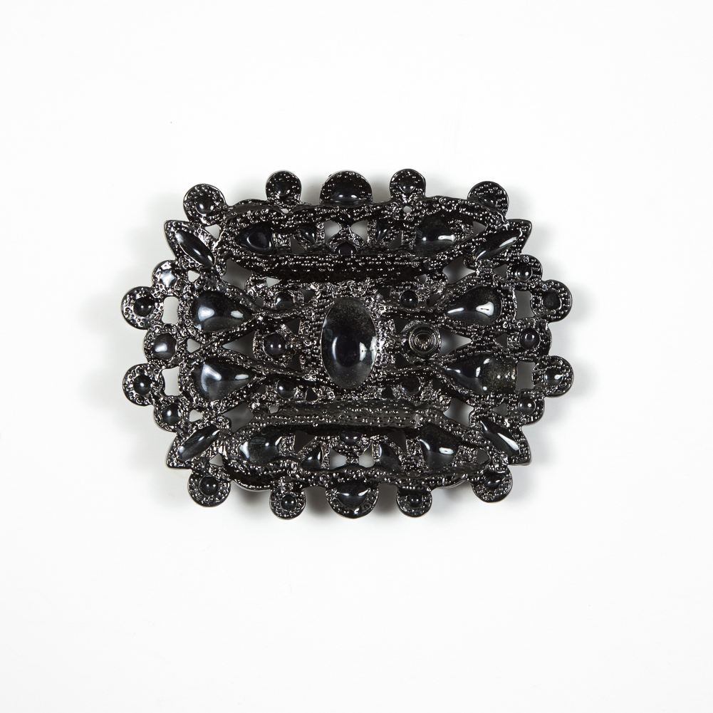 Gunmetal and Blue Fancy Metal Applique - 3" x 4"