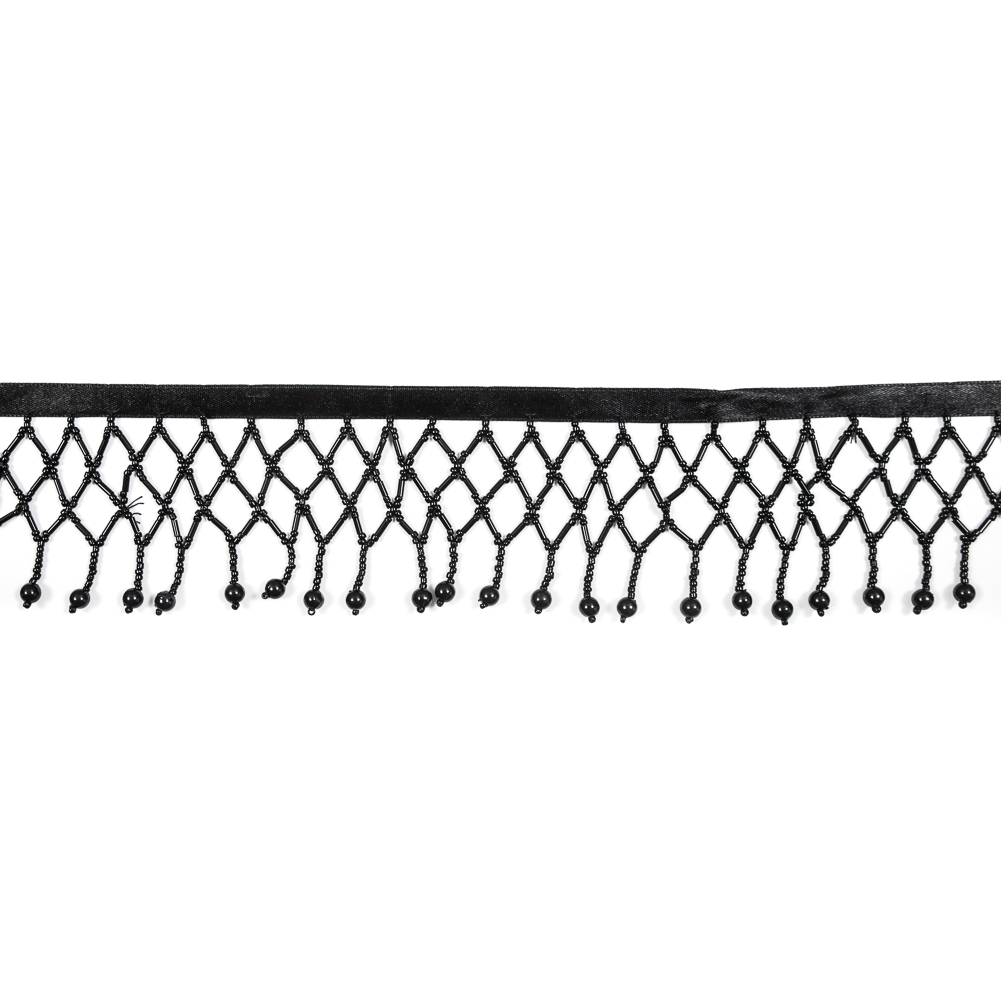 Black Beaded Fringe Trim – 2.5″ Black Beaded Fringe Trim – 2.5″