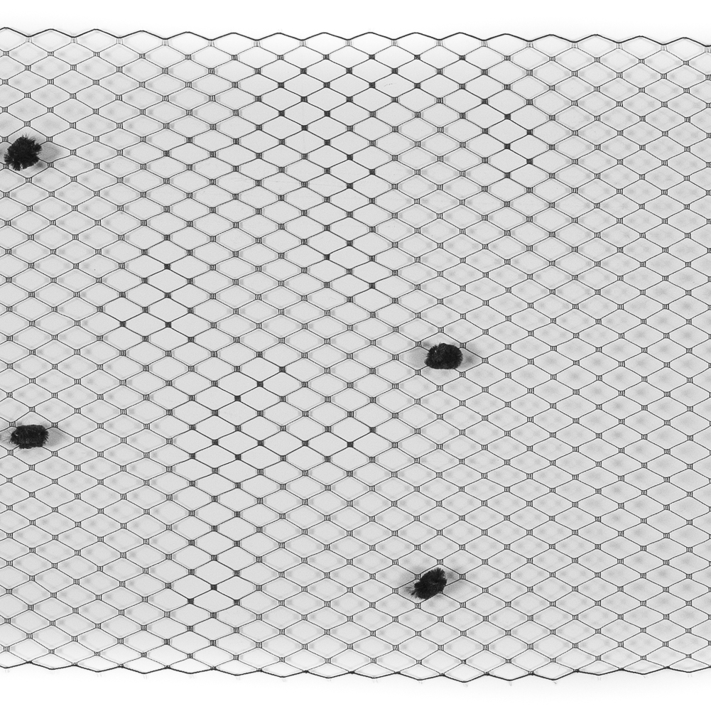 Black Russian Veiling with Pom Poms - 9"