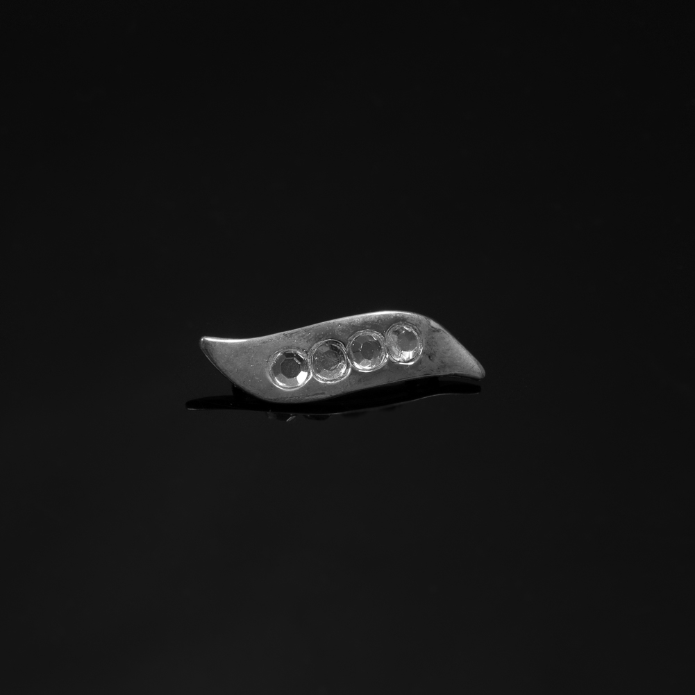 Silver Rhinestone Metal Applique – 0.375″ x 1.5″ Silver Rhinestone Metal Applique – 0.375″ x 1.5″