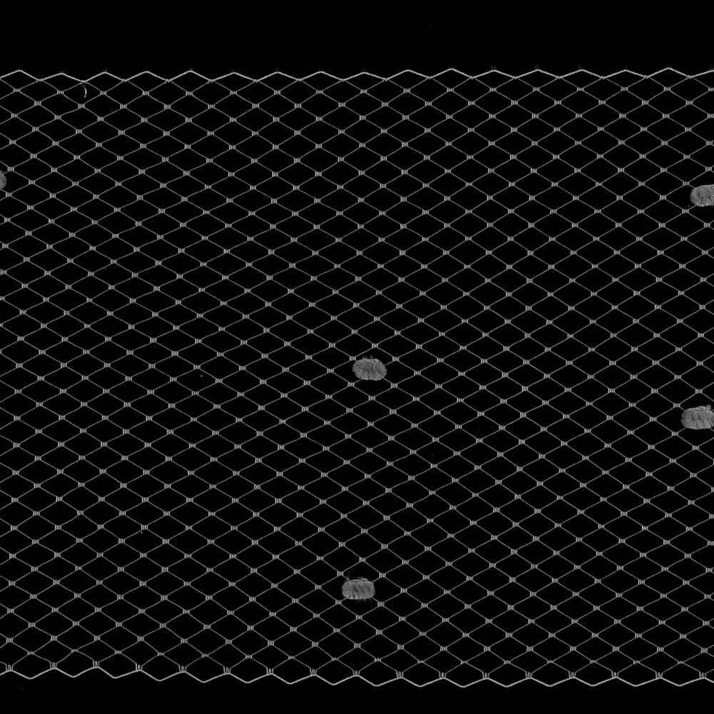 Gray Russian Veiling with Pom Poms - 9"