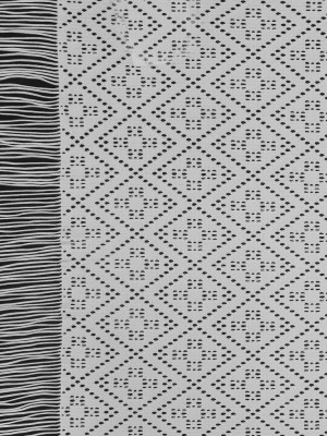 Italian White Geometric Crochet Knit with Fringe Selvages Italian White Geometric Crochet Knit with Fringe Selvages