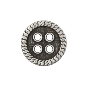 Novelty Silver Metal 4-Hole Button – 36L/23mm Novelty Silver Metal 4-Hole Button – 36L/23mm