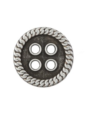 Novelty Silver Metal 4-Hole Button – 36L/23mm Novelty Silver Metal 4-Hole Button – 36L/23mm