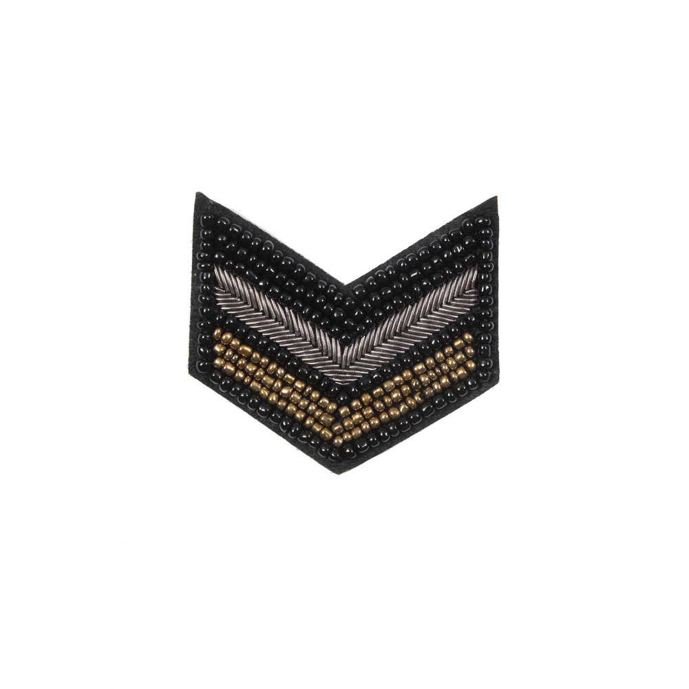 Italian Gold, Silver and Black Beaded Iron-on Military Patch – 2.5″ x 2.75″ Italian Gold, Silver and Black Beaded Iron-on Military Patch – 2.5″ x 2.75″