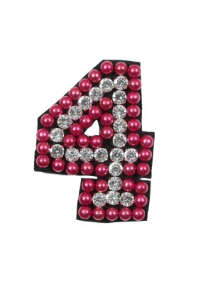 Italian Number 4 Patch with Pink Pearls and Rhinestones- 2.75″ x 2″ Italian Number 4 Patch with Pink Pearls and Rhinestones- 2.75″ x 2″