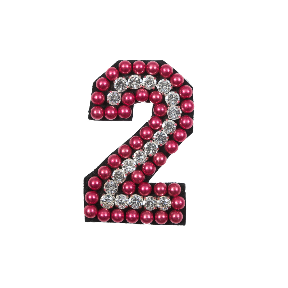 Italian Number 2 Patch with Pink Pearls and Rhinestones- 2.75″ x 2″ Italian Number 2 Patch with Pink Pearls and Rhinestones- 2.75″ x 2″