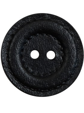 Black Faux Leather Plastic 2-Hole Button – 44L/28mm Black Faux Leather Plastic 2-Hole Button – 44L/28mm
