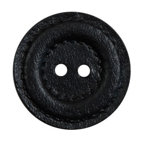 Black Faux Leather Plastic 2-Hole Button – 54L/34mm Black Faux Leather Plastic 2-Hole Button – 54L/34mm