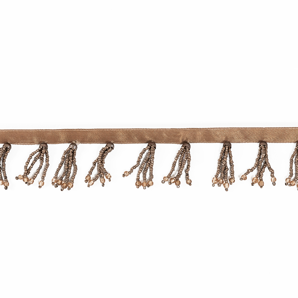 Brown Beaded Fringe with a Satin Lip – 1.875″ Brown Beaded Fringe with a Satin Lip – 1.875″