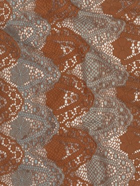 Corded Lace – Aqua and Dark Peach Two-Tone Scalloped Stripes Corded Lace – Aqua and Dark Peach Two-Tone Scalloped Stripes