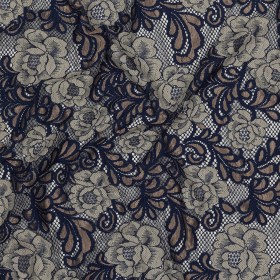 Metallic Lace – Gold, Navy and Silver Birch All-Over Floral Metallic Lace – Gold, Navy and Silver Birch All-Over Floral