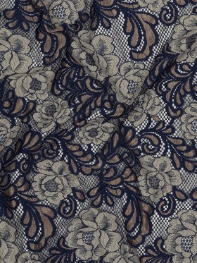 Metallic Lace – Gold, Navy and Silver Birch All-Over Floral Metallic Lace – Gold, Navy and Silver Birch All-Over Floral