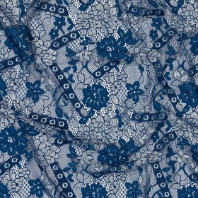 Corded Lace Panel – Cobalt and White Floral Corded Lace Panel – Cobalt and White Floral