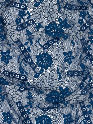 Corded Lace Panel – Cobalt and White Floral Corded Lace Panel – Cobalt and White Floral