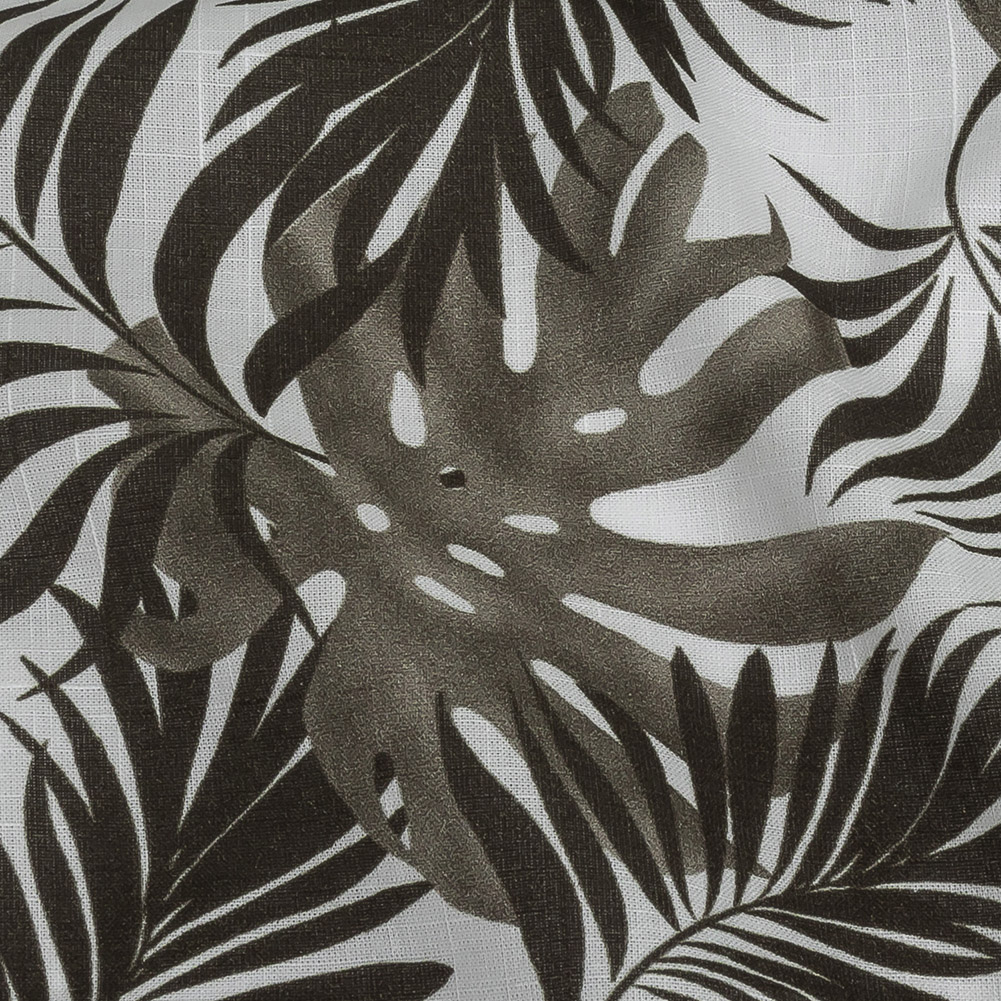 Slubbed Organic Cotton Woven - Major Brown Tropical Leaves - Santos Collection